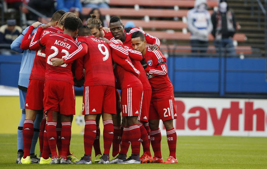 FC Dallas players meet before the final leg of the MLS Western Conference Finals between the Portland Timbers and FC Dallas at Toyota Stadium in Frisco, Texas Sunday November 29, 2015. Portland advanced to the next round, beating Dallas 2-2. (Andy Jacobsohn/The Dallas Morning News)