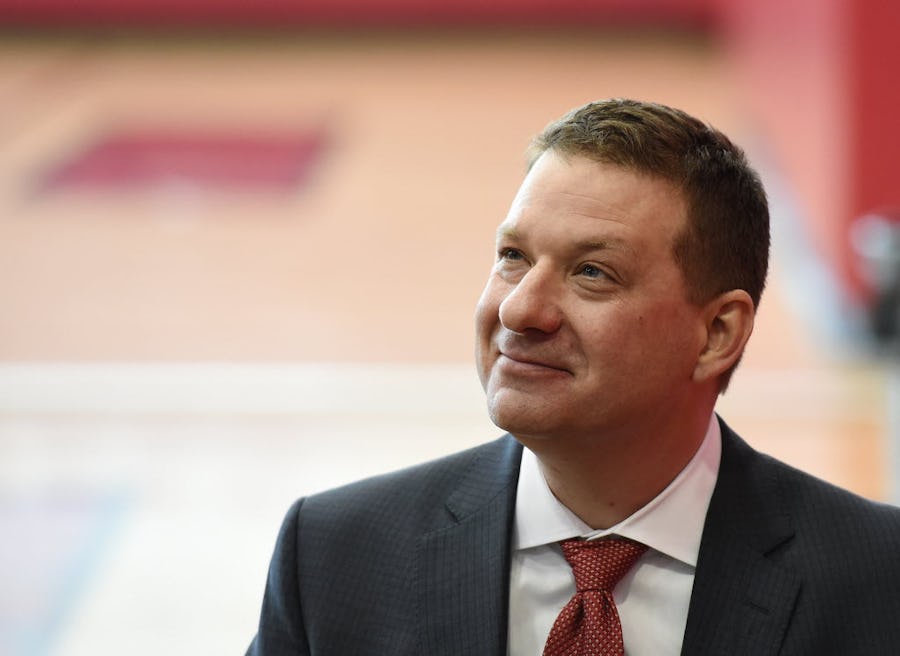 LAS VEGAS, NEVADA - APRIL 08:  Chris Beard smiles after being introduced as UNLV's new head basketball coach at a news conference at the Mendenhall Center at UNLV on April 8, 2016 in Las Vegas, Nevada.  (Photo by Ethan Miller/Getty Images)