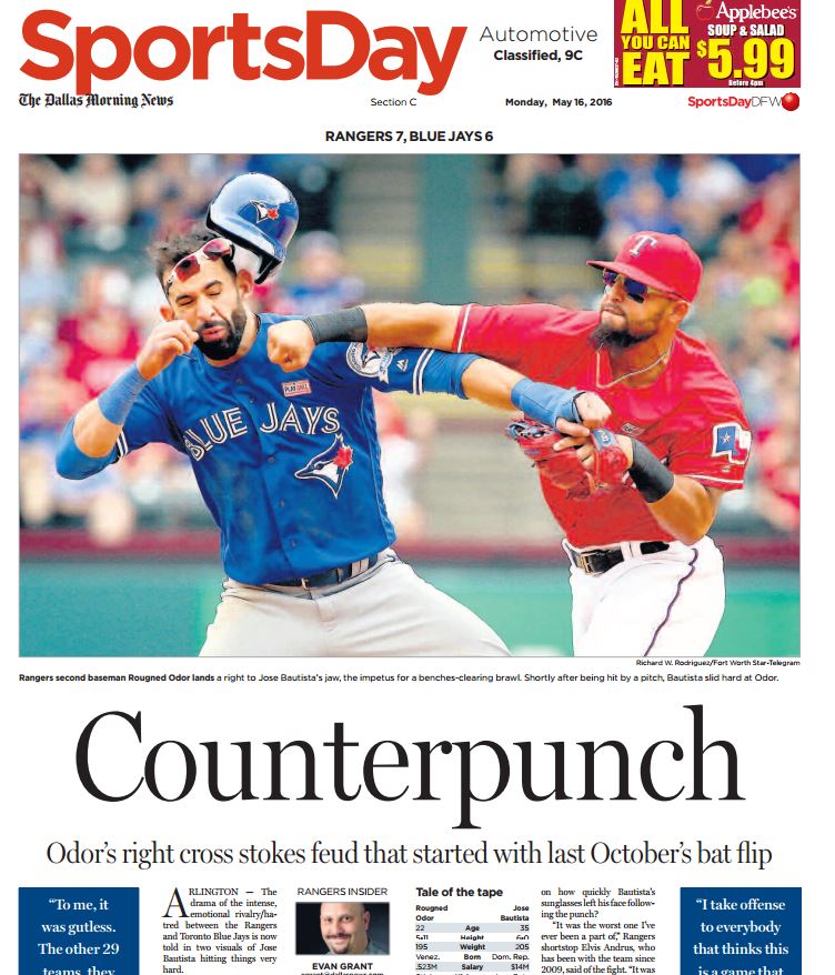 Rangers farewell graphic to Rougned Odor features infamous Jose Bautista  punch