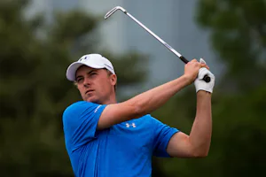 Jordan Spieth plays his shot from the 13th tee during the second round of the AT&T Byron Nelson golf tournament on Friday, May 20, 2016, in Irving, Texas. (Smiley N. Pool/The Dallas Morning News)