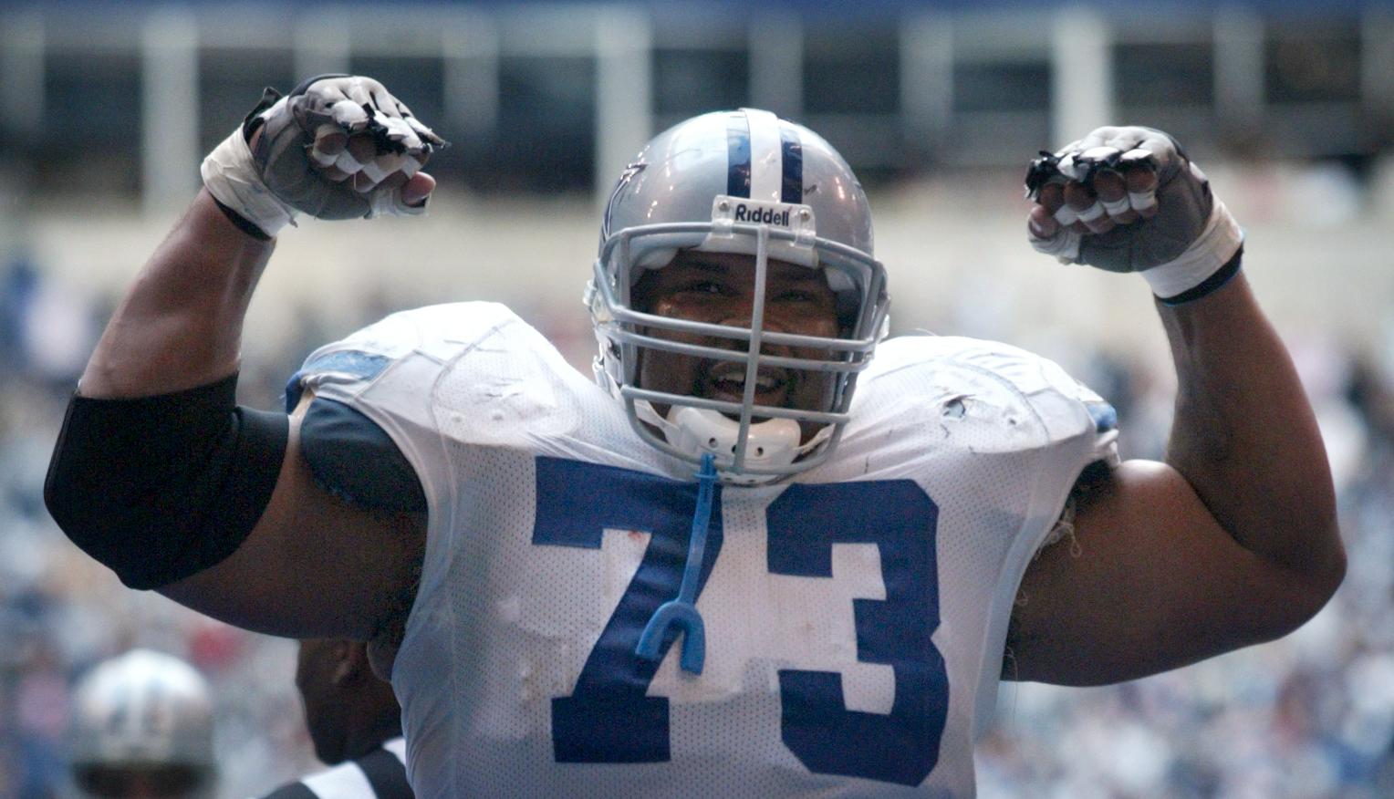 Larry Allen Left Guard  Dallas cowboys, Football helmets