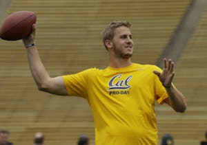 California quarterback Jared Goff passes during California's NFL Pro Day Friday, March 18, 2016, in Berkeley, Calif. (AP Photo/Ben Margot)