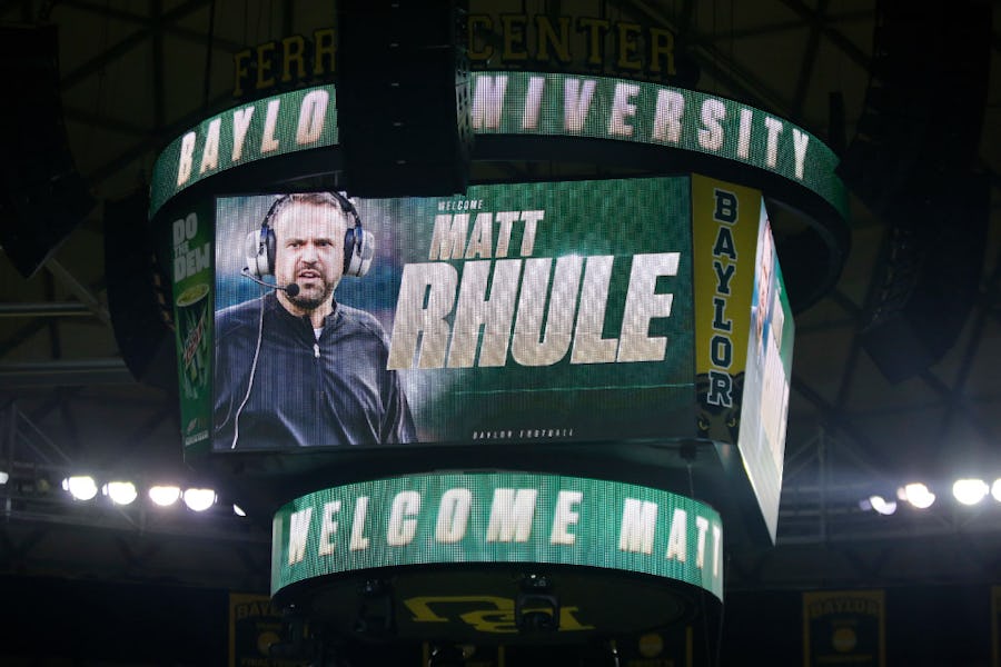 Baylor University introduced it's new head football coach Matt Rhule during a public ceremony at the Ferrell Center in Waco, Texas, Wednesday, December 7, 2016. Rhule led the Temple Owls to another American Athletic Conference championship before accepting the Baylor offer to be it's 27th head football coach. (Tom Fox/The Dallas Morning News)