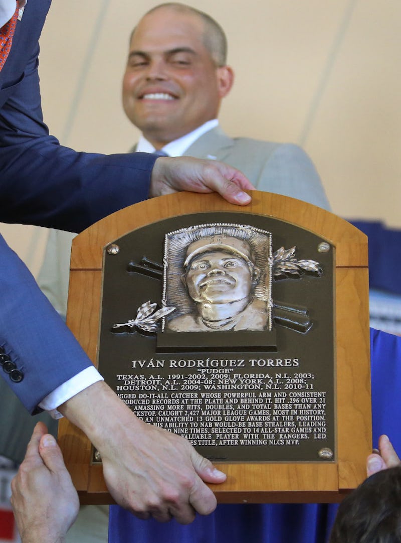 Texas Rangers Photos Pudge Rodriguez Is All Smiles As Hes Inducted Into The National Baseball 3435