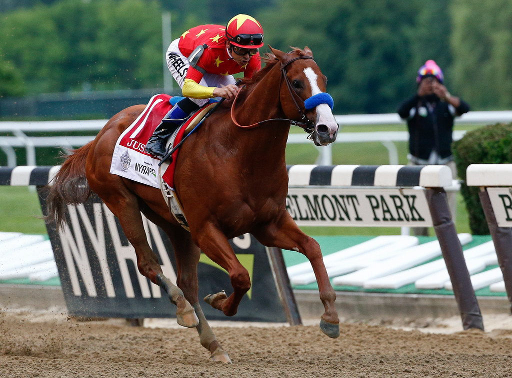 Justify on inside for Triple try at Belmont