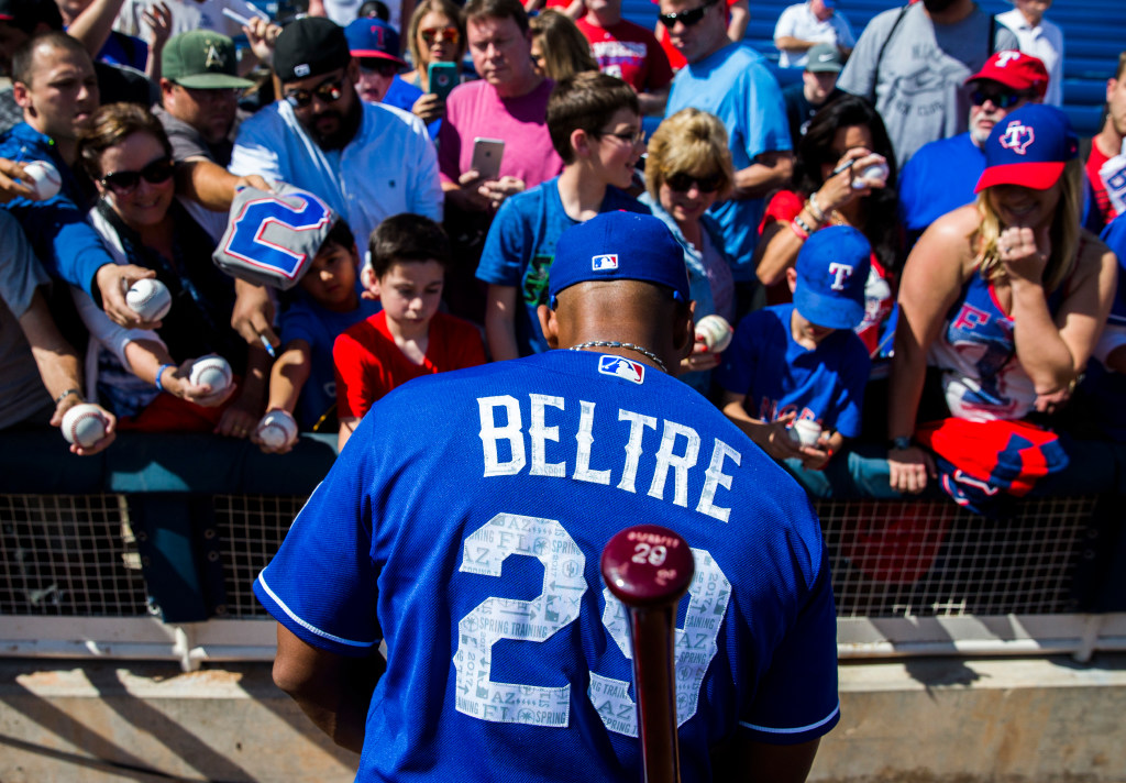 Autographed/Signed Adrian Beltre Texas Rangers Blue Baseball