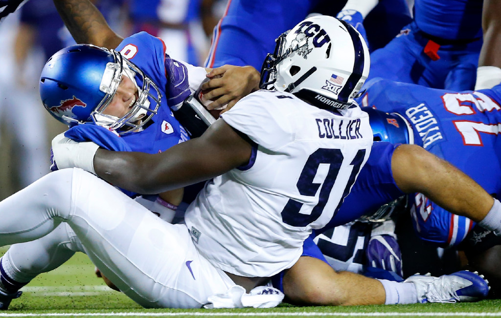 TCU all but shuts out SMU receiver Courtland Sutton in 56-36