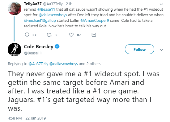 Cole Beasley rips Cowboys front office in explosive tweets