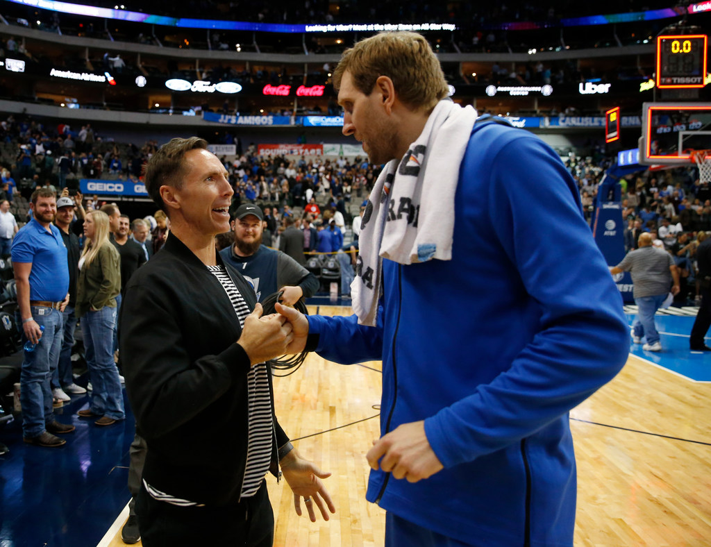 Steve Nash honors former Mavericks teammate Dirk Nowitzki after jersey  retirement with epic throwbacks