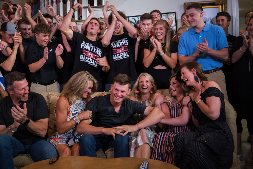 Photos: Welcome to the Big Leagues, junior! Bobby Witt's living room  explodes as the Colleyville Heritage SS becomes a Kansas City Royal