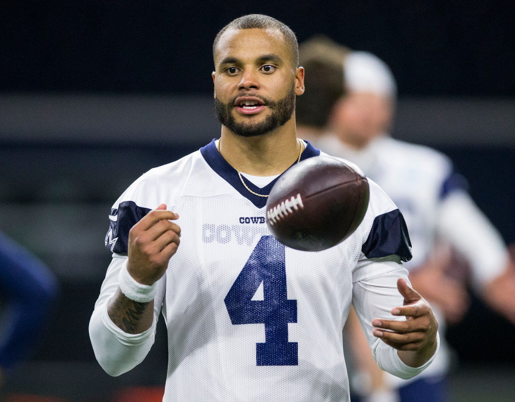 Jon Machota on X: Dak Prescott at today's first training camp practice.  QBs wearing red practice jerseys this year, something the Cowboys haven't  done in a long time  / X