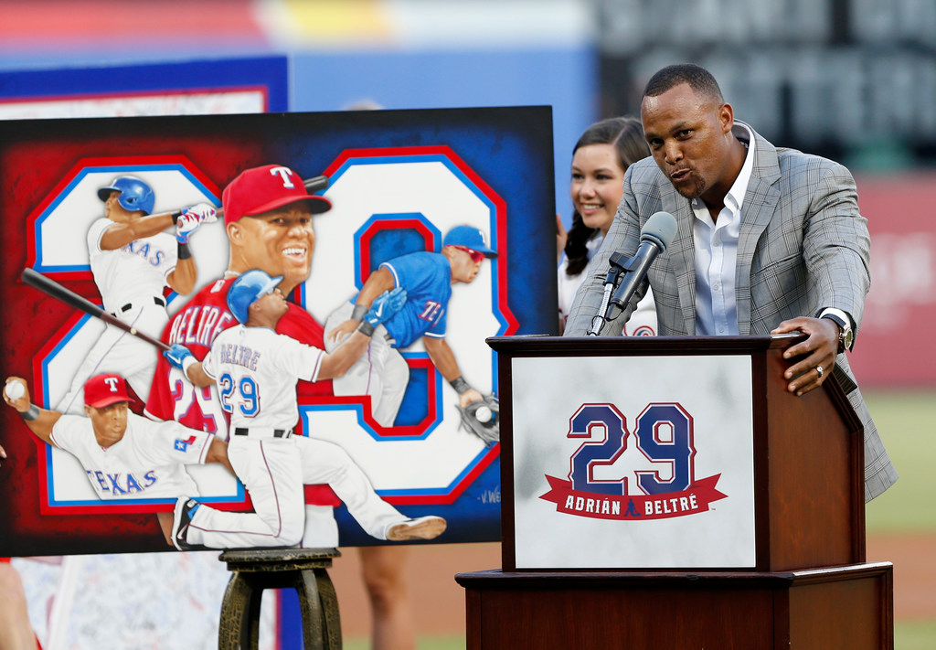 From Derek Jeter to George Brett, Adrian Beltre's jersey retirement  ceremony had no shortage of moving tributes